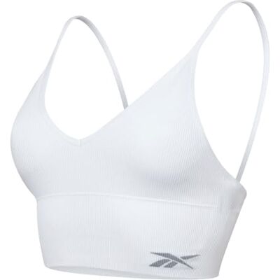 Reebok Nahtloses Geripptes Crop Top für Damen Leichter Halt Nahtloser BH ohne Bügel mit herausnehmbaren Pads Damen Sport BHS Schwarz oder Weiß erhältlich in 4 Größen, weiß, L Reebok Nahtloses Geripptes Crop Top für Damen Leichter Halt Nahtloser BH ohne Bügel mit herausnehmbaren Pads Damen Sport BHS Schwarz oder Weiß erhältlich in 4 Größen, weiß, L