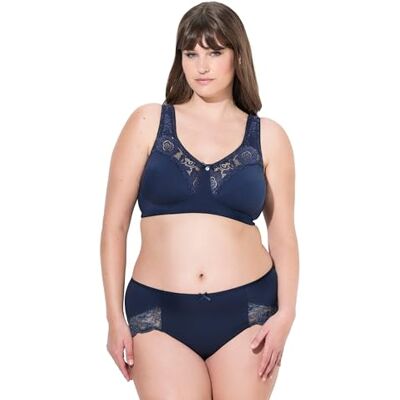 Ulla Popken Damen große Größen Übergrößen Plus Size Entlastungs-BH, Spitze, ohne Bügel Nachtblau 100C 800619139-100C Ulla Popken Damen große Größen Übergrößen Plus Size Entlastungs-BH, Spitze, ohne Bügel Nachtblau 100C 800619139-100C