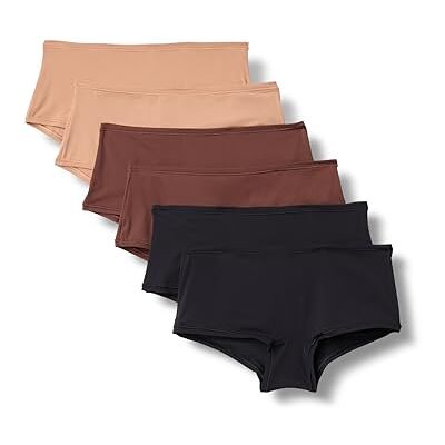 Amazon Damen Boyshorts aus Peachfarbener Mikrofaser, 6er-Pack, Gewaschene Bronze/Haselnuss/Schwarz, 36 Amazon Damen Boyshorts aus Peachfarbener Mikrofaser, 6er-Pack, Gewaschene Bronze/Haselnuss/Schwarz, 36