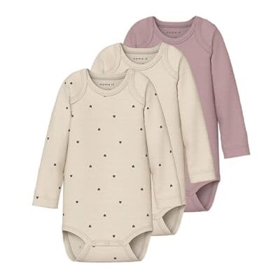 NAME IT Damen Nbfbody 3P Ls Heart Noos, Summer Sand, Numeric_98 NAME IT Damen Nbfbody 3P Ls Heart Noos, Summer Sand, Numeric_98