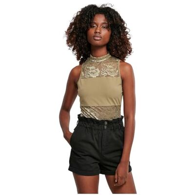 Urban Classics Damen Ladies Laces Bodysuit T Shirt, Khaki, L EU Urban Classics Damen Ladies Laces Bodysuit T Shirt, Khaki, L EU