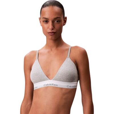 Calvin Damen Triangel BH Lightly Lined mit Logobund, Grau (Grey Heather), M Calvin Damen Triangel BH Lightly Lined mit Logobund, Grau (Grey Heather), M
