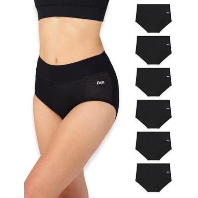 Bea 6er-Pack Unterhosen Damen Bambus, Weiche Bauchweg Unterhose Damen – Atmungsaktiv, Hoher Bund, Angenehmer Taillenslip Bea 6er-Pack Unterhosen Damen Bambus, Weiche Bauchweg Unterhose Damen – Atmungsaktiv, Hoher Bund, Angenehmer Taillenslip