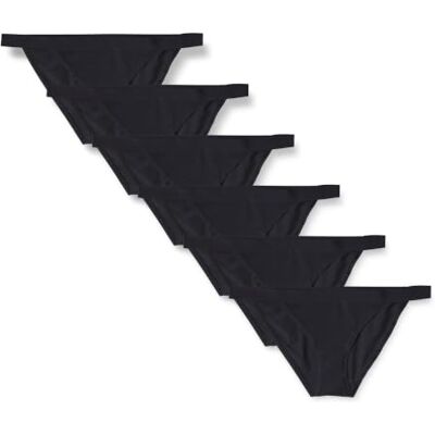 Amazon Damen Unterwäsche-Tanga aus Baumwolljersey, 6er-Pack, Schwarz, 42 Amazon Damen Unterwäsche-Tanga aus Baumwolljersey, 6er-Pack, Schwarz, 42