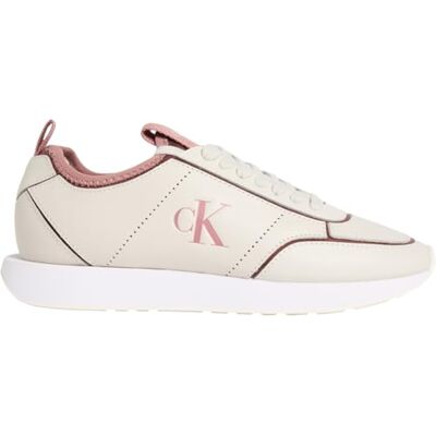Calvin Damen Runner Sneaker Retro Sock Patch Low Top, Beige (Dk Ecru/Blush), 37 Calvin Damen Runner Sneaker Retro Sock Patch Low Top, Beige (Dk Ecru/Blush), 37