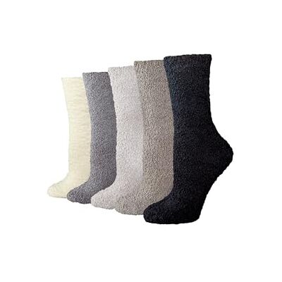 Amazon Damen Kuschelige Flauschige Hausschuhsocken, Plüsch-Schlafsocken, 5 Paar, Grau, Mehrfarbig, 35-42 Amazon Damen Kuschelige Flauschige Hausschuhsocken, Plüsch-Schlafsocken, 5 Paar, Grau, Mehrfarbig, 35-42