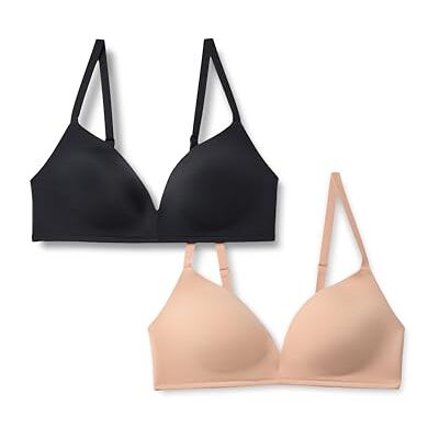 Amazon Damen Gepolsterter Soft T-Shirt BH Bralette ohne Bügel aus Mikrofaser, 2er Pack, Gewaschene Bronze/Schwarz, 85E Amazon Damen Gepolsterter Soft T-Shirt BH Bralette ohne Bügel aus Mikrofaser, 2er Pack, Gewaschene Bronze/Schwarz, 85E