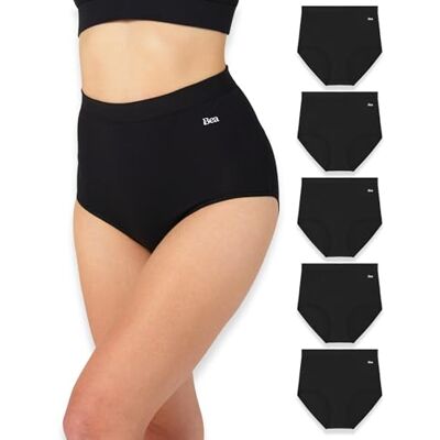 Bea 5er-Pack Unterhosen Damen Hohe Taille, Bequeme Unterhosen Damen aus Baumwolle – Atmungsaktiv, Weich, Vollständige Abdeckung Bea 5er-Pack Unterhosen Damen Hohe Taille, Bequeme Unterhosen Damen aus Baumwolle – Atmungsaktiv, Weich, Vollständige Abdeckung