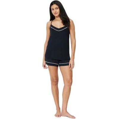 Amazon Damen Sommer-Pyjama-Set aus Modal-Mischgewebe, Spaghettitop mit Shorts, Schwarz, L Amazon Damen Sommer-Pyjama-Set aus Modal-Mischgewebe, Spaghettitop mit Shorts, Schwarz, L