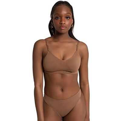 Capezio Womens Seamless Clear Back Bra (3683) -Mocha -XS Capezio Womens Seamless Clear Back Bra (3683) -Mocha -XS
