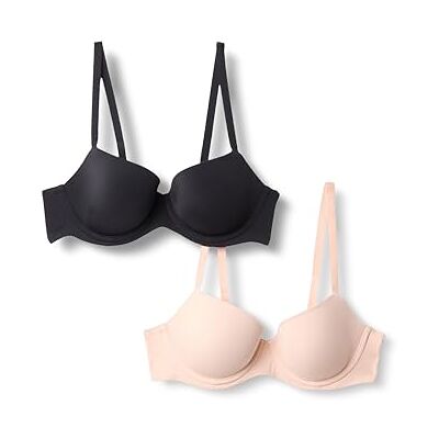 Amazon Damen Balconette-Bügel-BH mit Mikrofaser gefüttert, 2er-Pack, Helles Blütenblatt/Schwarz, 70A Amazon Damen Balconette-Bügel-BH mit Mikrofaser gefüttert, 2er-Pack, Helles Blütenblatt/Schwarz, 70A