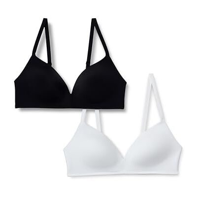 Amazon Damen Gepolsterter Soft T-Shirt BH Bralette ohne Bügel aus Mikrofaser, 2er Pack, Schwarz/Weiß, 85B Amazon Damen Gepolsterter Soft T-Shirt BH Bralette ohne Bügel aus Mikrofaser, 2er Pack, Schwarz/Weiß, 85B