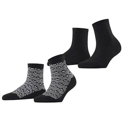 Esprit Damen Socken Heart Pattern Multipack W Sso Baumwolle gemustert 2 Paar, Schwarz Black 0050, 39-42 Esprit Damen Socken Heart Pattern Multipack W Sso Baumwolle gemustert 2 Paar, Schwarz Black 0050, 39-42