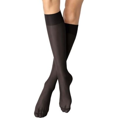 Nur Die 2er Pack Knie 20 DEN transparente Nylon Fein-Kniestrümpfe matt breiter Komfortbund Damen Nur Die 2er Pack Knie 20 DEN transparente Nylon Fein-Kniestrümpfe matt breiter Komfortbund Damen