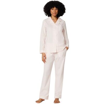 Amazon Damen Schlafanzug aus Baumwoll-Stretch-Popeline, Langärmelig mit Hose, Blassrosa, L Amazon Damen Schlafanzug aus Baumwoll-Stretch-Popeline, Langärmelig mit Hose, Blassrosa, L