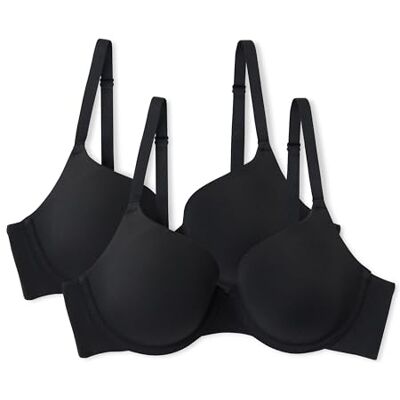 Amazon Damen BH mit Bügel aus Mikrofaser, Volle Abdeckung, 2er Pack, Schwarz, 80C Amazon Damen BH mit Bügel aus Mikrofaser, Volle Abdeckung, 2er Pack, Schwarz, 80C
