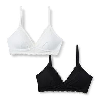 Amazon Damen Bralette Aus Peachierter Mikrofaser Mit Spitzenbesatz Und V-Ausschnitt, 2er-Pack, Schwarz/Weiß, M Amazon Damen Bralette Aus Peachierter Mikrofaser Mit Spitzenbesatz Und V-Ausschnitt, 2er-Pack, Schwarz/Weiß, M