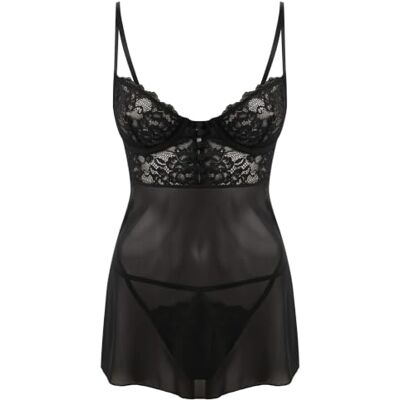 TRENDYOL Black Tassel Detailed Lace/Tulle Babydoll/Fantasy Nightgown Thmss26Ll00003 TRENDYOL Black Tassel Detailed Lace/Tulle Babydoll/Fantasy Nightgown Thmss26Ll00003