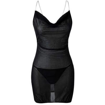 TRENDYOL Black Tulle Chain Strap Capless Panty Babydoll/Fantasy Nightgown Thmaw26Ll00025 TRENDYOL Black Tulle Chain Strap Capless Panty Babydoll/Fantasy Nightgown Thmaw26Ll00025