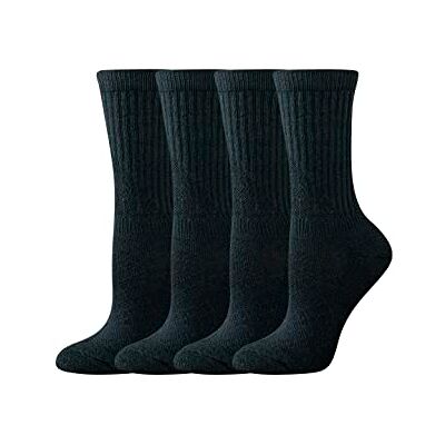 Amazon Damen Gepolsterte Crew-Funktionsarbeitssocken aus Baumwolle, 4 Paar, Schwarz, 36-39.5 Amazon Damen Gepolsterte Crew-Funktionsarbeitssocken aus Baumwolle, 4 Paar, Schwarz, 36-39.5