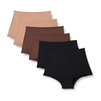 Amazon Damen Boyshorts aus Peachfarbener Mikrofaser mit Hoher Taille, 6er-Pack, Gewaschene Bronze/Haselnuss/Schwarz, 38 Amazon Damen Boyshorts aus Peachfarbener Mikrofaser mit Hoher Taille, 6er-Pack, Gewaschene Bronze/Haselnuss/Schwarz, 38