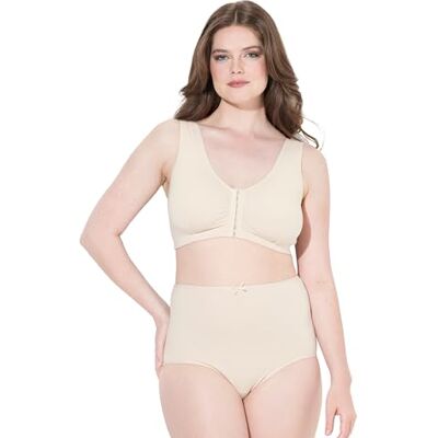 Ulla Popken Damen große Größen Übergrößen Plus Size Bustier, Vorderverschluss, Baumwollqualität beige 125D 843411300-125D Ulla Popken Damen große Größen Übergrößen Plus Size Bustier, Vorderverschluss, Baumwollqualität beige 125D 843411300-125D