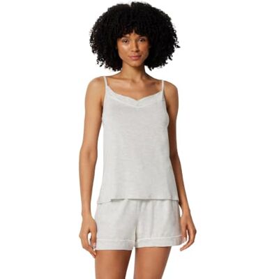 Amazon Damen Sommer-Pyjama-Set aus Modal-Mischgewebe, Spaghettitop mit Shorts, Hellgrau Meliert, M Amazon Damen Sommer-Pyjama-Set aus Modal-Mischgewebe, Spaghettitop mit Shorts, Hellgrau Meliert, M