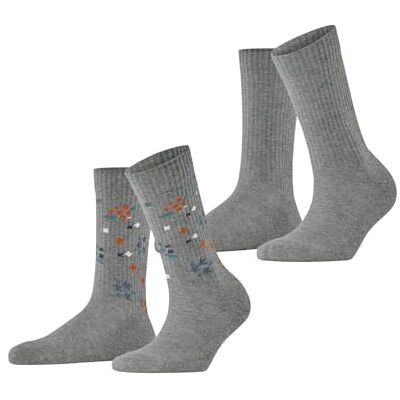 Esprit Damen Socken Flower Rib Multipack W So Baumwolle gemustert 2 Paar, Grau Light Grey 3400, 35-38 Esprit Damen Socken Flower Rib Multipack W So Baumwolle gemustert 2 Paar, Grau Light Grey 3400, 35-38