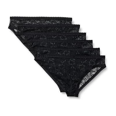 Amazon Damen Stretch-Höschen mit durchgehender Spitze in den Ausführungen Boyshort, Cheeky und Tanga, 6er Pack, Schwarz, 34 Amazon Damen Stretch-Höschen mit durchgehender Spitze in den Ausführungen Boyshort, Cheeky und Tanga, 6er Pack, Schwarz, 34