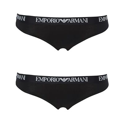 Giorgio Armani Woman's Essential Cotton 2-Pack Thong, Black, S, schwarz/schwarz, S Giorgio Armani Woman's Essential Cotton 2-Pack Thong, Black, S, schwarz/schwarz, S