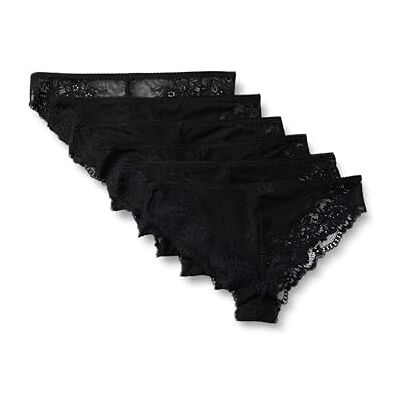 Amazon Damen Höschen Aus Weicher Stretch-Spitze, Bikini, Cheeky, Hochgeschnittener String, Hipster Und String-Styles, 6er Pack, Schwarz, 44 Amazon Damen Höschen Aus Weicher Stretch-Spitze, Bikini, Cheeky, Hochgeschnittener String, Hipster Und String-Styles, 6er Pack, Schwarz, 44