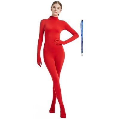 Full Bodysuit Damen-Kostüm ohne Kapuze, Spandex, Zentai-Einteiler, Body, Rot/Ausflug, einfarbig (Getaway Solids), L Full Bodysuit Damen-Kostüm ohne Kapuze, Spandex, Zentai-Einteiler, Body, Rot/Ausflug, einfarbig (Getaway Solids), L