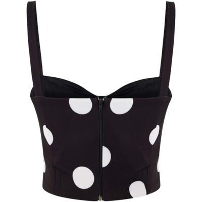 TRENDYOL Black Polka Dot Heart Neckline Woven Finike Bustier Tprss26Bs00002 TRENDYOL Black Polka Dot Heart Neckline Woven Finike Bustier Tprss26Bs00002