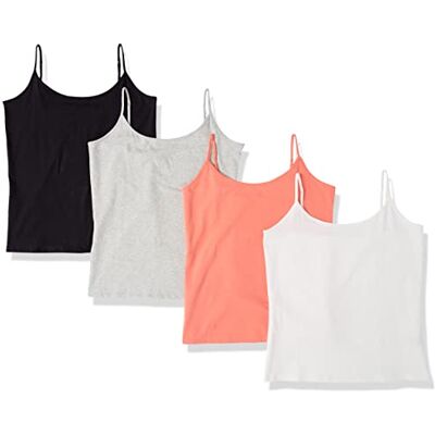 Amazon Damen Slim Fit Camisole 4er Pack Coral Orange/Light Grey Heather/White, XX-Large Amazon Damen Slim Fit Camisole 4er Pack Coral Orange/Light Grey Heather/White, XX-Large