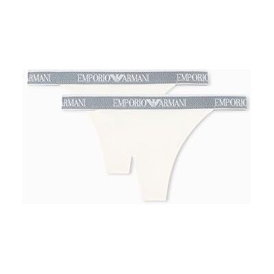 Giorgio Armani Damen Logoband 2-Pack T-Thong Tangahöschen, Weiß, M EU Giorgio Armani Damen Logoband 2-Pack T-Thong Tangahöschen, Weiß, M EU