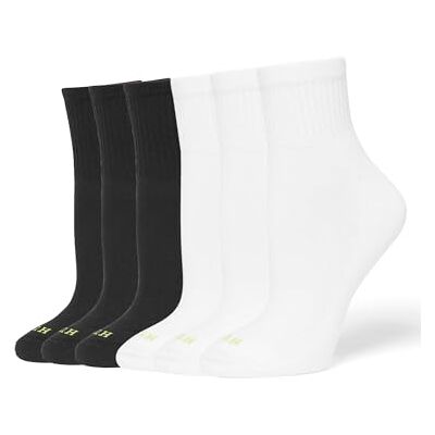 HUE Damen Mini-Crew Socken, Schwarz und Weiß, 6 Paar, Einheitsgröße (6er Pack) HUE Damen Mini-Crew Socken, Schwarz und Weiß, 6 Paar, Einheitsgröße (6er Pack)