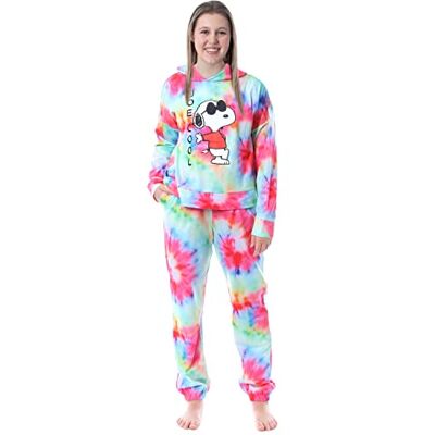 INTIMO Peanuts Snoopy Joe Cool Tie Dye Damen Pyjama-Set mit Kapuze, Mehrfarbig, 42 INTIMO Peanuts Snoopy Joe Cool Tie Dye Damen Pyjama-Set mit Kapuze, Mehrfarbig, 42