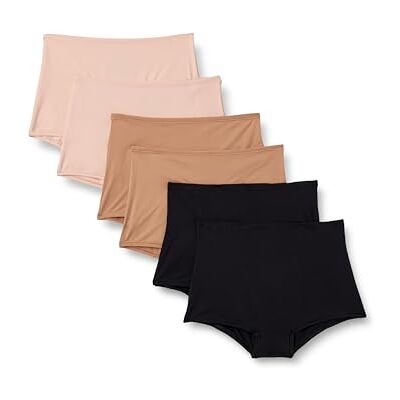 Amazon Damen Boyshorts aus Peachfarbener Mikrofaser mit Hoher Taille, 6er-Pack, Gewaschene Bronze/Helles Blütenblatt/Schwarz, 40 Amazon Damen Boyshorts aus Peachfarbener Mikrofaser mit Hoher Taille, 6er-Pack, Gewaschene Bronze/Helles Blütenblatt/Schwarz, 40