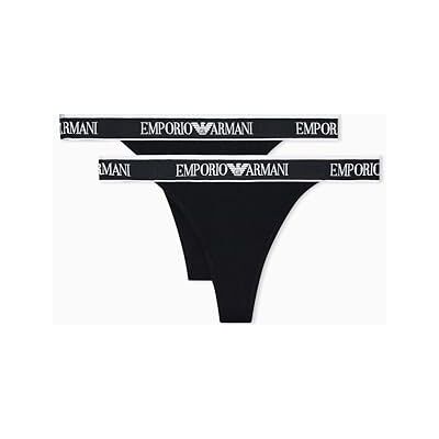 Giorgio Armani Women's Logoband 2-Pack T-Thong Panties, Black, XS, Schwarz, XS Giorgio Armani Women's Logoband 2-Pack T-Thong Panties, Black, XS, Schwarz, XS