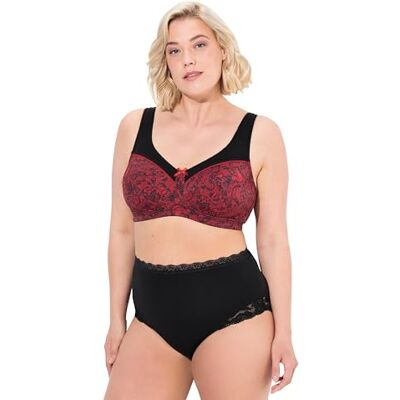 Ulla Popken Damen große Größen Übergrößen Plus Size Entlastungs-BH, Spitzendruck, ohne Bügel, Cup C F Ulla Popken Damen große Größen Übergrößen Plus Size Entlastungs-BH, Spitzendruck, ohne Bügel, Cup C F