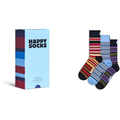 Happy Socks Gestreifte Crew-Socken und Geschenkboxen für Herren und Damen, 36-40 & 41-46 Happy Socks Gestreifte Crew-Socken und Geschenkboxen für Herren und Damen, 36-40 & 41-46