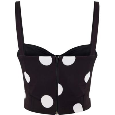 TRENDYOL Black Polka Dot Heart Neckline Woven Finike Bustier Tprss26Bs00002 TRENDYOL Black Polka Dot Heart Neckline Woven Finike Bustier Tprss26Bs00002