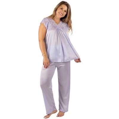 Shadowline Damen-Pyjama-Set, Silhouette, Kurze Flügelärmel, Peri Frost, 42 Shadowline Damen-Pyjama-Set, Silhouette, Kurze Flügelärmel, Peri Frost, 42