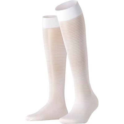 FALKE Damen Kniestrümpfe Sun Blind 25 DEN W Kh transparent gemustert 1 Paar, Weiß White 2209, 39-42 FALKE Damen Kniestrümpfe Sun Blind 25 DEN W Kh transparent gemustert 1 Paar, Weiß White 2209, 39-42