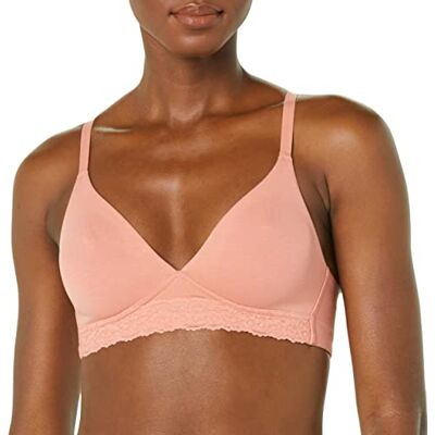 Amazon Damen Ungefütterter Bralette aus Baumwolle und Spitze, Lachsrosa, 44 Amazon Damen Ungefütterter Bralette aus Baumwolle und Spitze, Lachsrosa, 44