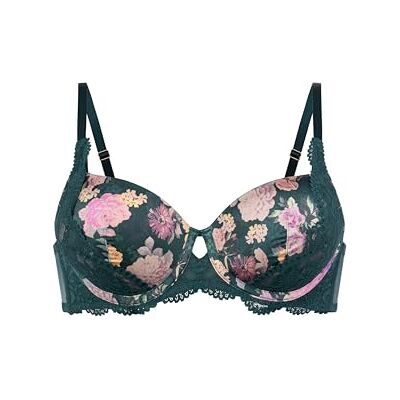 Dorina Anahi Vollschalen-BH Mit Bügel, Leicht Gepolstert, Floralem Satin & Spitze für Große Größen, Grün Dorina Anahi Vollschalen-BH Mit Bügel, Leicht Gepolstert, Floralem Satin & Spitze für Große Größen, Grün
