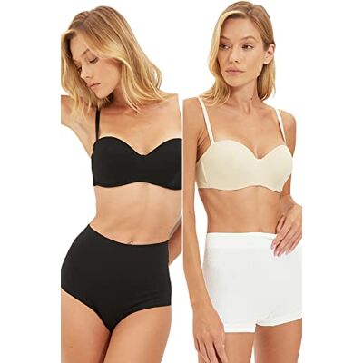 TRENDYOL Damen Frauen Unterwäsche Kein Push-up-Trägerloser Strick-BH, Schwarze Haut, 90B (2er Pack) TRENDYOL Damen Frauen Unterwäsche Kein Push-up-Trägerloser Strick-BH, Schwarze Haut, 90B (2er Pack)