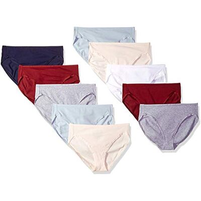 Amazon Damen Unterhosen aus Baumwoll-Stretch, Hoch Geschnittenes Bikini-Höschen, 10er Pack, 10-pack Warm/Cool Assorted, 44 Amazon Damen Unterhosen aus Baumwoll-Stretch, Hoch Geschnittenes Bikini-Höschen, 10er Pack, 10-pack Warm/Cool Assorted, 44