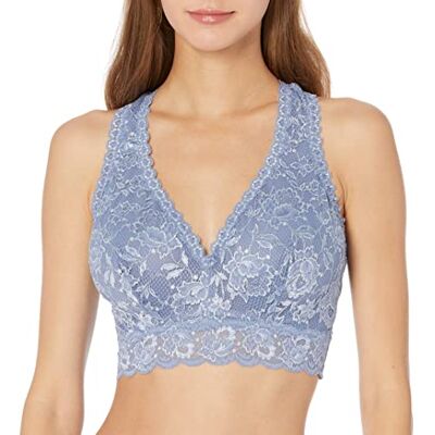 Cosabella Damen Say Never Curvy Racie Racerback Bralette Plunge-BH, Undurchsichtige, Silberfarbener Blauer Diamant, Large Cosabella Damen Say Never Curvy Racie Racerback Bralette Plunge-BH, Undurchsichtige, Silberfarbener Blauer Diamant, Large