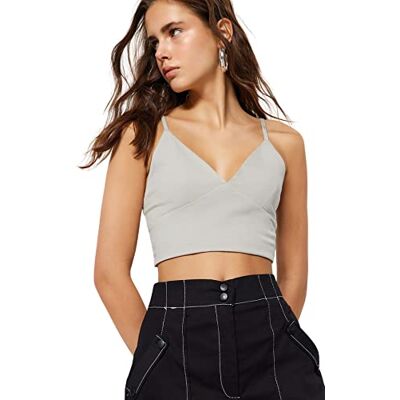 TRENDYOL Damen Slim fit Basic V Neck Knit Bustier Bustier, Rock, TRENDYOL Damen Slim fit Basic V Neck Knit Bustier Bustier, Rock,
